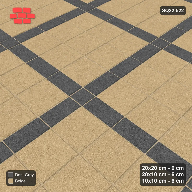 Interlock (Pasco) 20x20 cm · SQ22-522 · Panel Grid 3x3, Dark Half-Plank Lines - Stone & Earth · Side view
