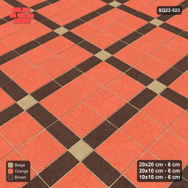 Interlock (Pasco) 20x20 cm · SQ22-523 · Panel Grid 2x3, Dark Lines, Accent Crossings - Autumn · Side view