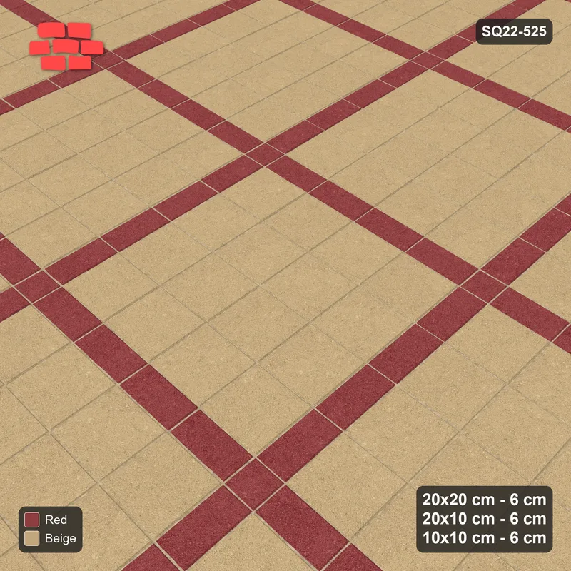 Interlock (Pasco) 20x20 cm · SQ22-525 · Panel Grid 4x4, Dark Half-Plank Lines - Terracotta · Side view
