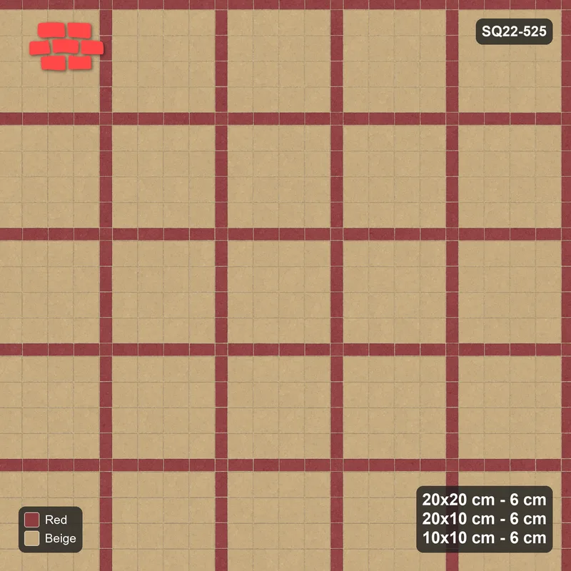 Interlock (Pasco) 20x20 cm · SQ22-525 · Panel Grid 4x4, Dark Half-Plank Lines - Terracotta · Top view