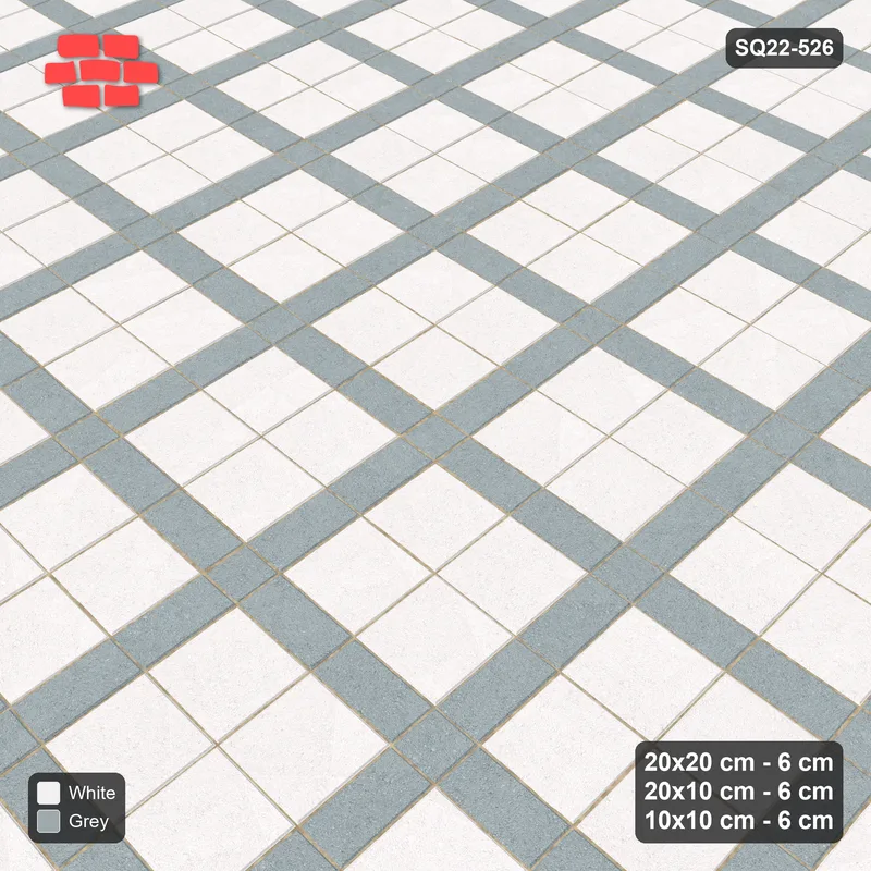 Interlock (Pasco) 20x20 cm · SQ22-526 · Panel Grid 2x2, Dark Half-Plank Lines - Salt & Pepper · Side view