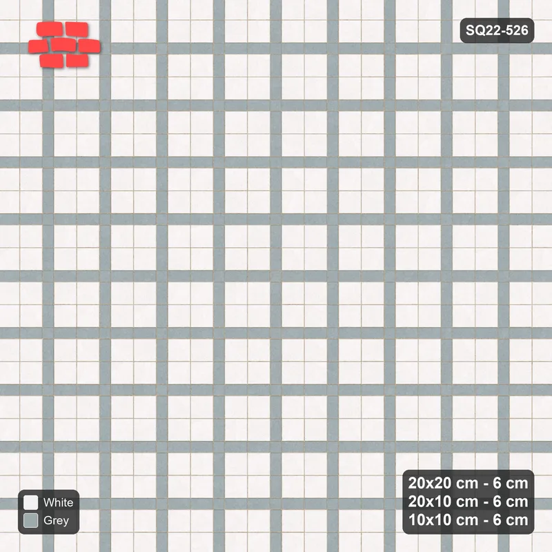 Interlock (Pasco) 20x20 cm · SQ22-526 · Panel Grid 2x2, Dark Half-Plank Lines - Salt & Pepper · Top view