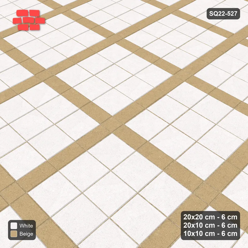 Interlock (Pasco) 20x20 cm · SQ22-527 · Panel Grid 3x3, Dark Half-Plank Lines - Ivory & Sand · Side view