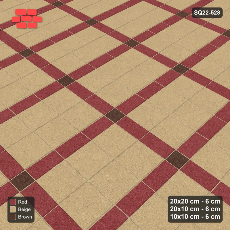 Interlock (Pasco) 20x20 cm · SQ22-528 · Panel Grid 2x3, Accent Crossings - Tuscany + Kerb · Side view