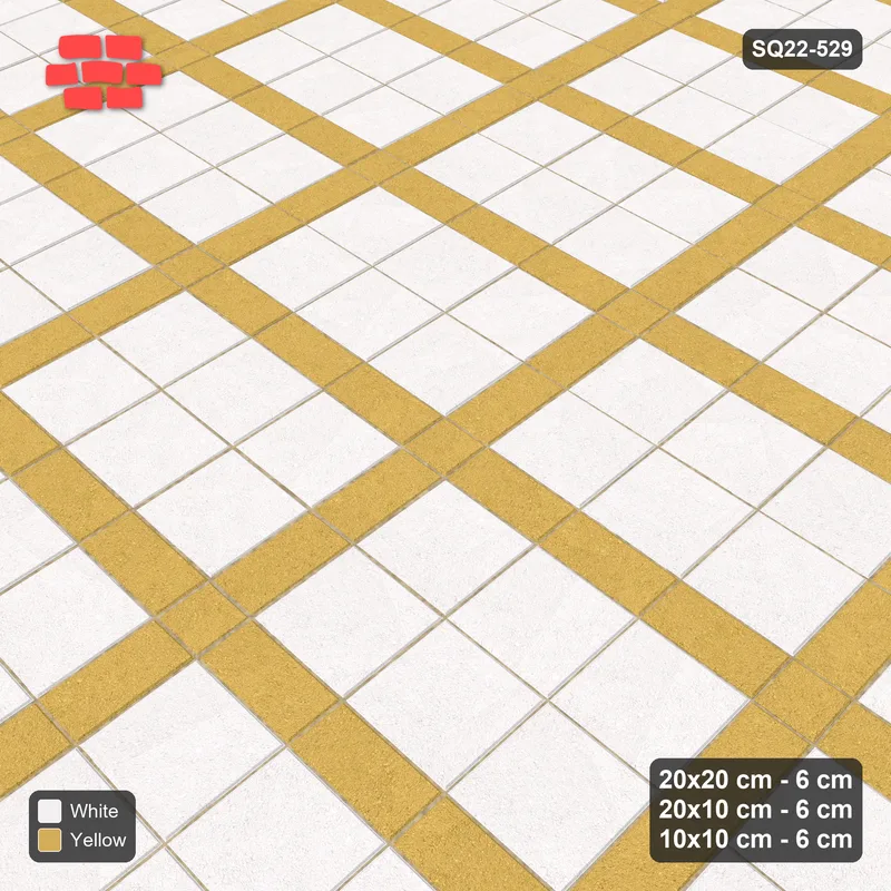 Interlock (Pasco) 20x20 cm · SQ22-529 · Panel Grid 3x2, Dark Half-Plank Lines - Ivory & Ochre · Side view