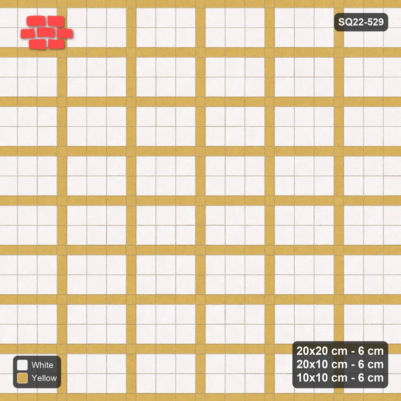 Interlock (Pasco) 20x20 cm · SQ22-529 · Panel Grid 3x2, Dark Half-Plank Lines - Ivory & Ochre · Top view