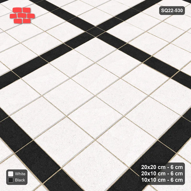 Interlock (Pasco) 20x20 cm · SQ22-530 · Panel Grid 4x4, Dark Half-Plank Lines, Mixed Edge - Contrast · Side view
