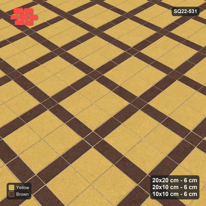 Interlock (Pasco) 20x20 cm · SQ22-531 · Panel Grid 2x2, Dark Half-Plank Lines, Mixed Edge - Harvest · Side view