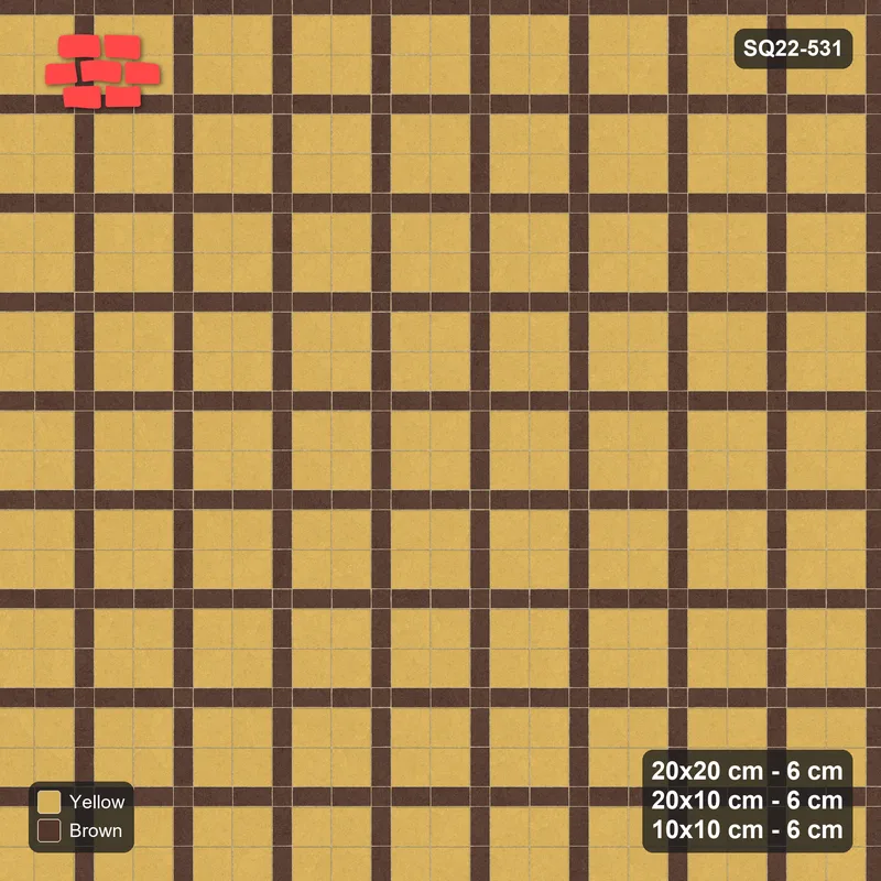 Interlock (Pasco) 20x20 cm · SQ22-531 · Panel Grid 2x2, Dark Half-Plank Lines, Mixed Edge - Harvest · Top view