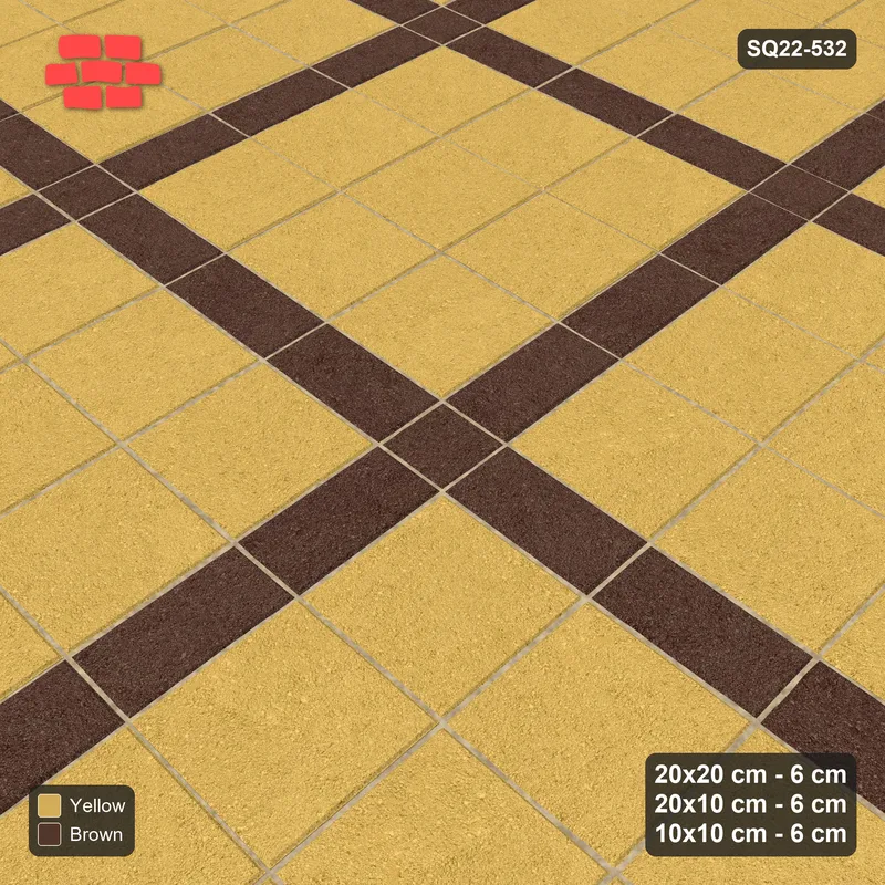 Interlock (Pasco) 20x20 cm · SQ22-532 · Panel Grid 3x3, Dark Half-Plank Lines - Harvest + Kerb · Side view