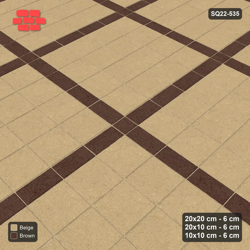 Interlock (Pasco) 20x20 cm · SQ22-535 · Panel Grid 4x4, Dark Half-Plank Lines - Sandstone · Side view