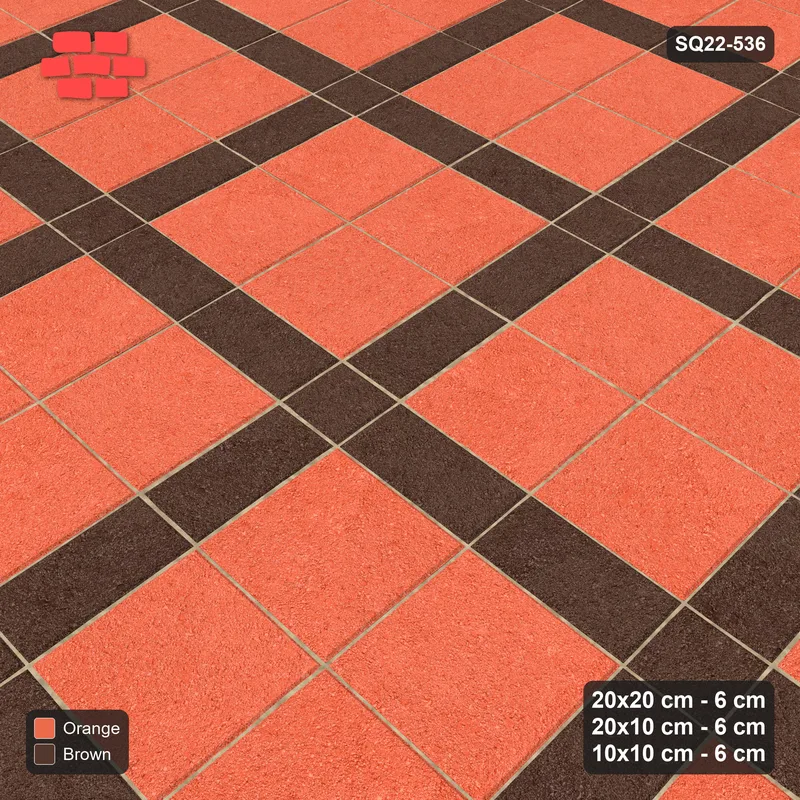 Interlock (Pasco) 20x20 cm · SQ22-536 · Panel Grid 2x2, Dark Half-Plank Lines - Burnt Clay + Kerb · Side view