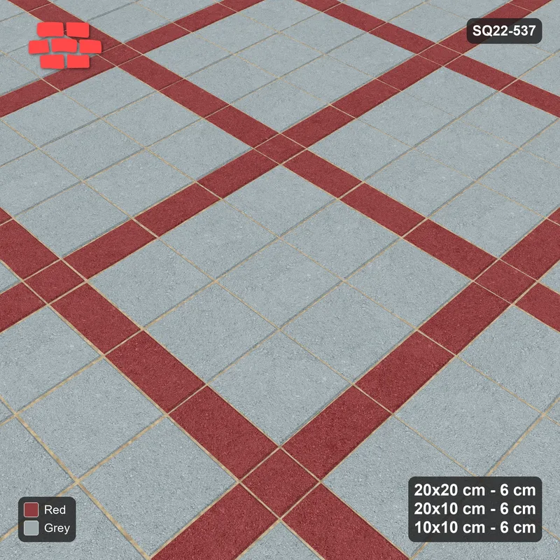 Interlock (Pasco) 20x20 cm · SQ22-537 · Panel Grid 3x3, Dark Half-Plank Lines - Brick & Ash · Side view
