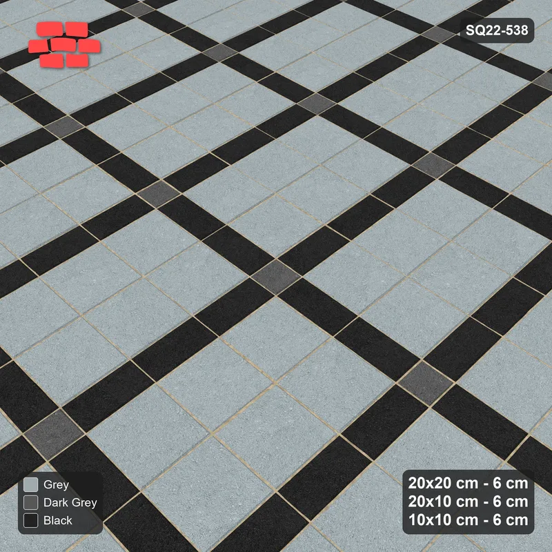 Interlock (Pasco) 20x20 cm · SQ22-538 · Panel Grid 2x3, Accent Crossings - Graphite Scale · Side view