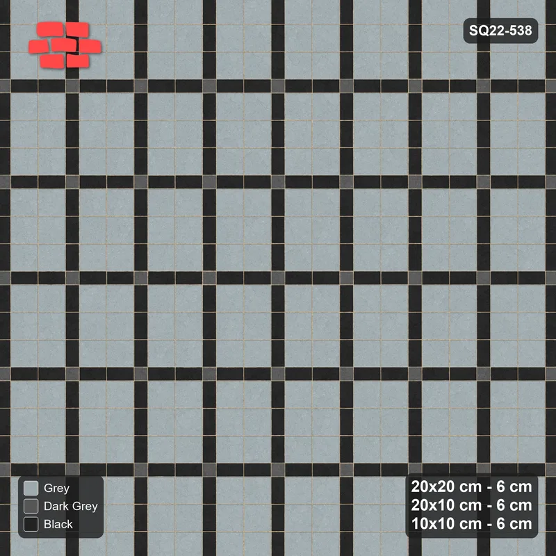 Interlock (Pasco) 20x20 cm · SQ22-538 · Panel Grid 2x3, Accent Crossings - Graphite Scale · Top view