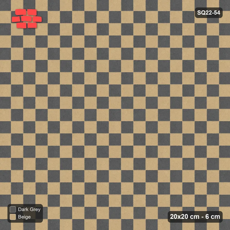 Interlock (Pasco) 20x20 cm · SQ22-54 · Checkerboard · Top view