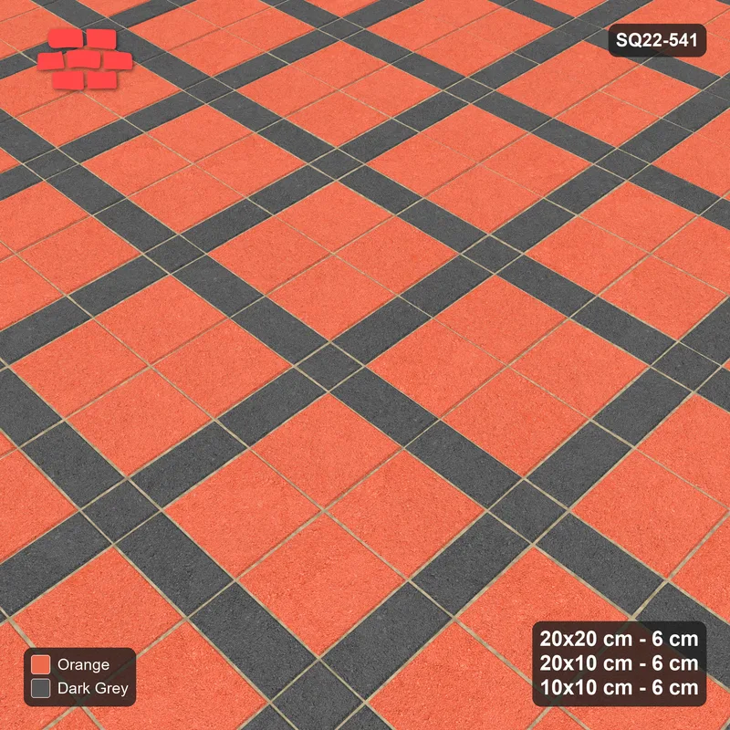 Interlock (Pasco) 20x20 cm · SQ22-541 · Panel Grid 2x2, Dark Half-Plank Lines, Mixed Edge - Ember · Side view