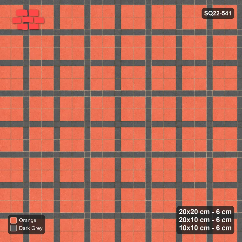Interlock (Pasco) 20x20 cm · SQ22-541 · Panel Grid 2x2, Dark Half-Plank Lines, Mixed Edge - Ember · Top view