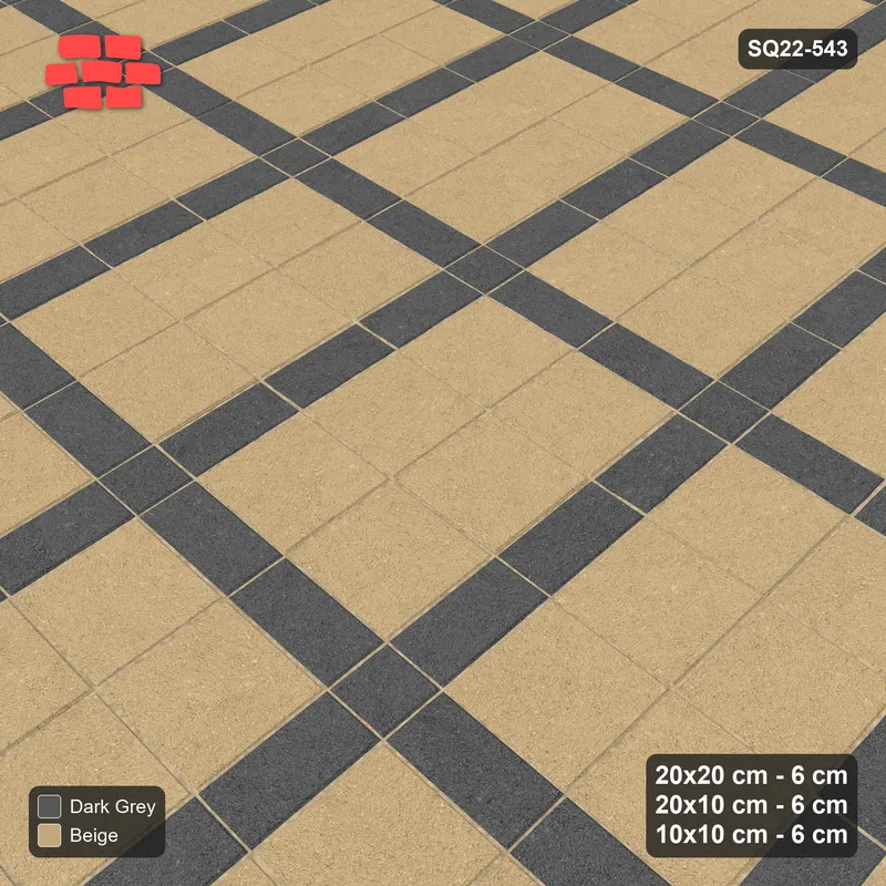 Interlock (Pasco) 20x20 cm · SQ22-543 · Panel Grid 2x3, Dark Half-Plank Lines - Stone & Earth · Side view
