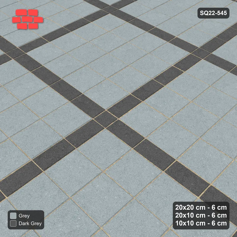 Interlock (Pasco) 20x20 cm · SQ22-545 · Panel Grid 4x4, Dark Half-Plank Lines - Charcoal Edge · Side view