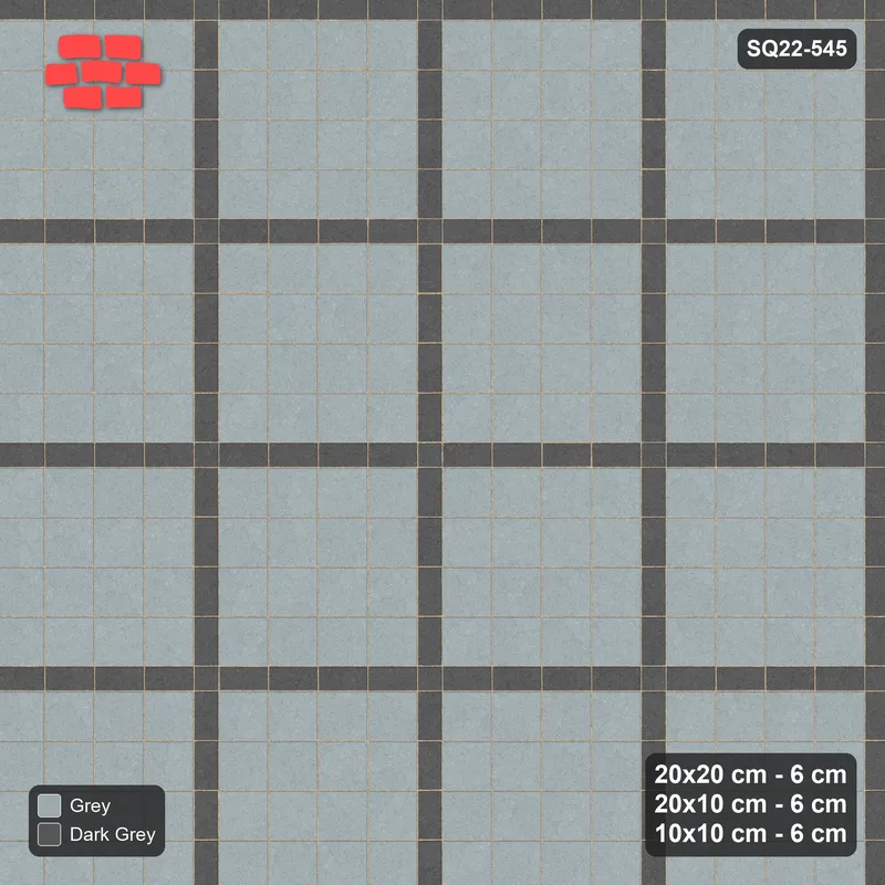 Interlock (Pasco) 20x20 cm · SQ22-545 · Panel Grid 4x4, Dark Half-Plank Lines - Charcoal Edge · Top view