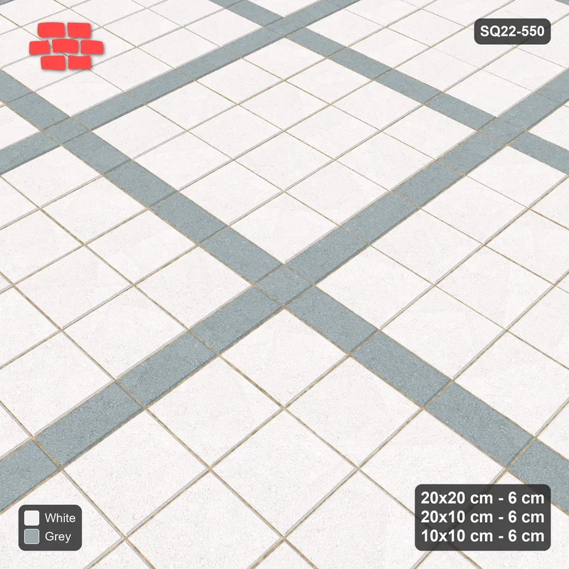Interlock (Pasco) 20x20 cm · SQ22-550 · Panel Grid 4x4, Dark Half-Plank Lines - Salt & Pepper · Side view