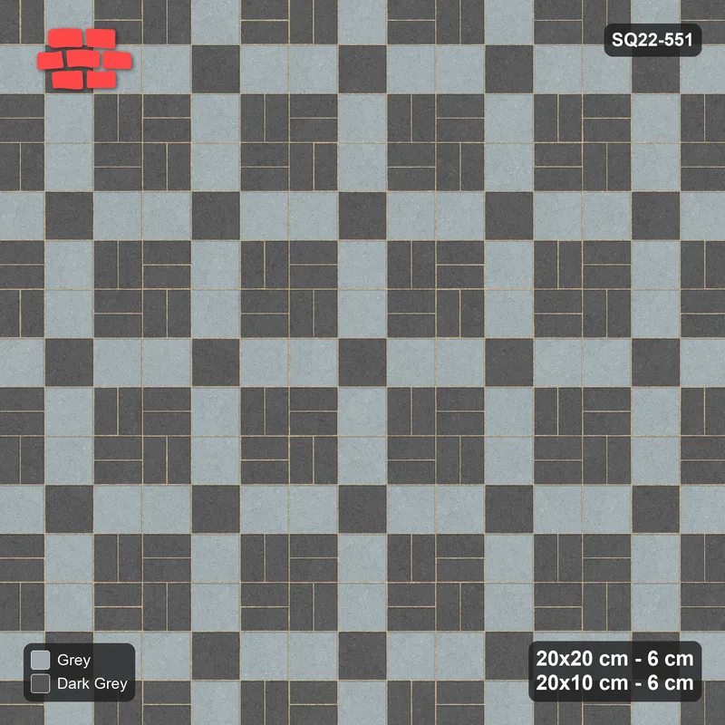 Interlock (Pasco) 20x20 cm · SQ22-551 · Double Pinwheel, Contrast Centre, Upright Planks, Right · Top view