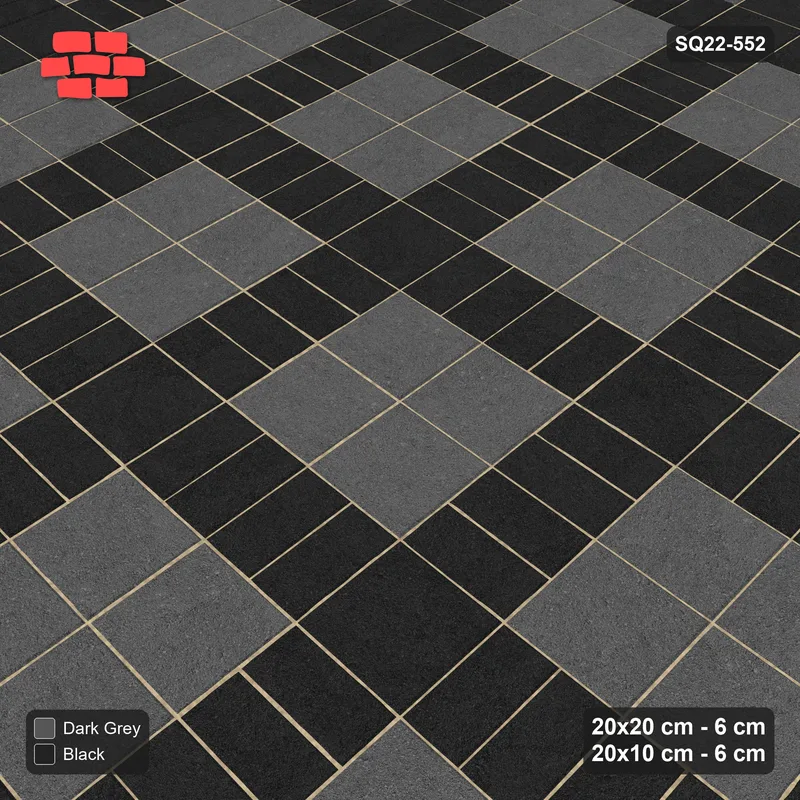 Interlock (Pasco) 20x20 cm · SQ22-552 · Double Pinwheel, Contrast Centre, Flat, Outer Squares, Right · Side view