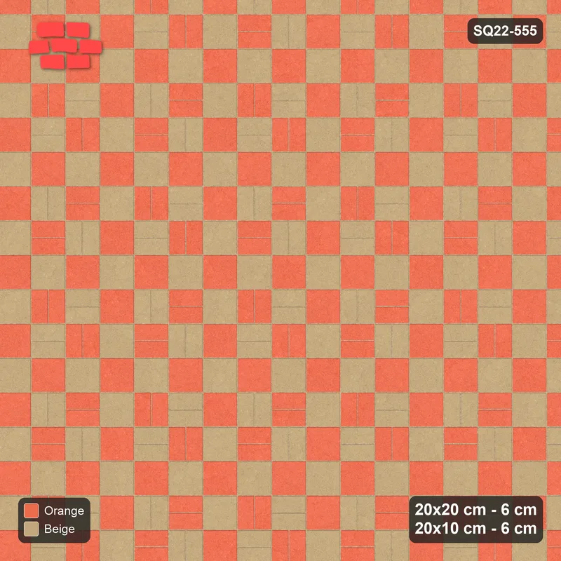 Interlock (Pasco) 20x20 cm · SQ22-555 · Double Pinwheel, Chequered Blocks, Flat, Inner Squares, Left · Top view