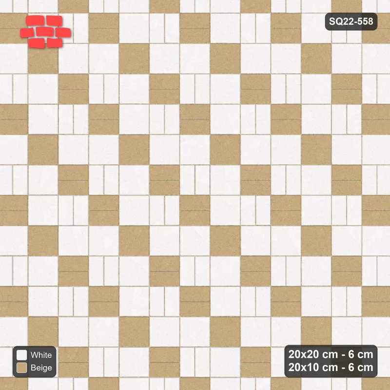 Interlock (Pasco) 20x20 cm · SQ22-558 · Double Pinwheel, Alternating Bars, Flat Planks, Right · Top view