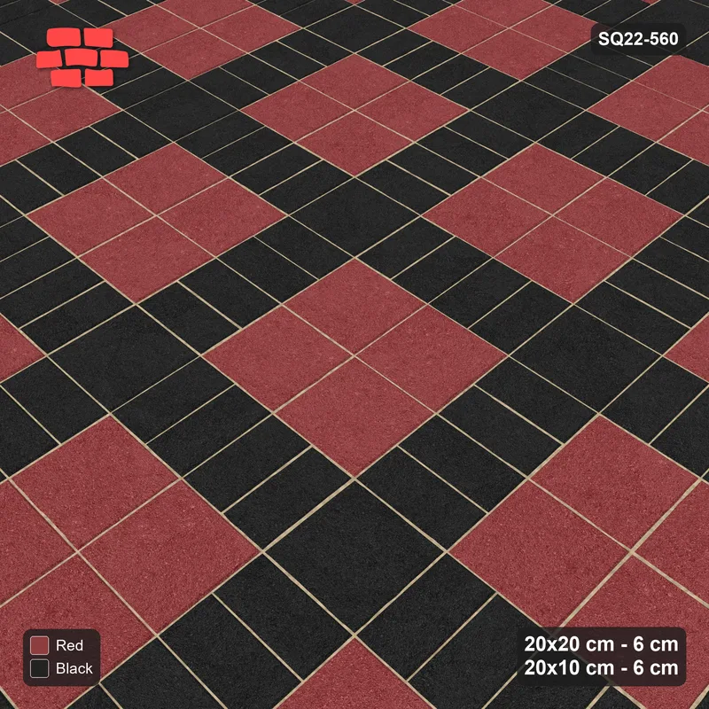 Interlock (Pasco) 20x20 cm · SQ22-560 · Double Pinwheel, Contrast Centre, Flat Planks, Right · Side view