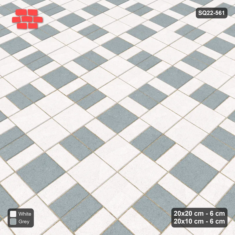 Interlock (Pasco) 20x20 cm · SQ22-561 · Double Pinwheel, Two-Tone Planks, Flat Planks, Left · Side view