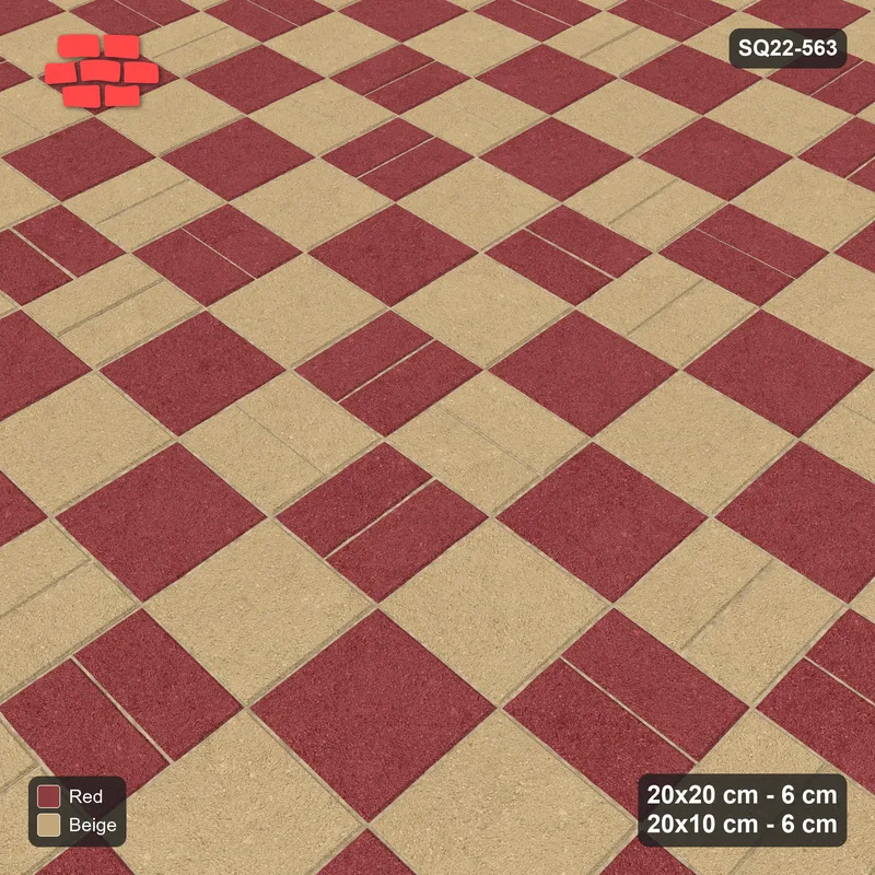 Interlock (Pasco) 20x20 cm · SQ22-563 · Double Pinwheel, Chequered Blocks, Flat Planks, Left · Side view