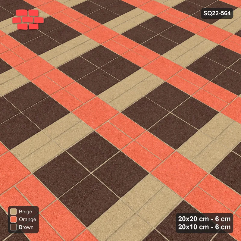 Interlock (Pasco) 20x20 cm · SQ22-564 · Double Pinwheel, Alternating Bars, Upright Planks, Left · Side view