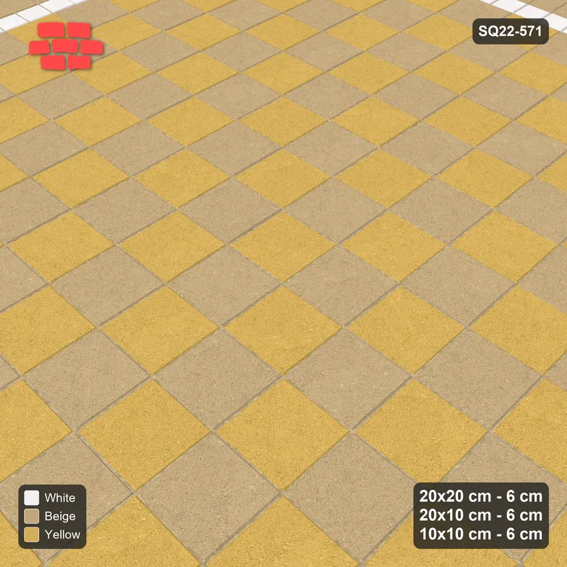 Interlock (Pasco) 20x20 cm · SQ22-571 · Rug 16x16, Bead + Soldier Borders, Chequered Field, Kerb · Side view