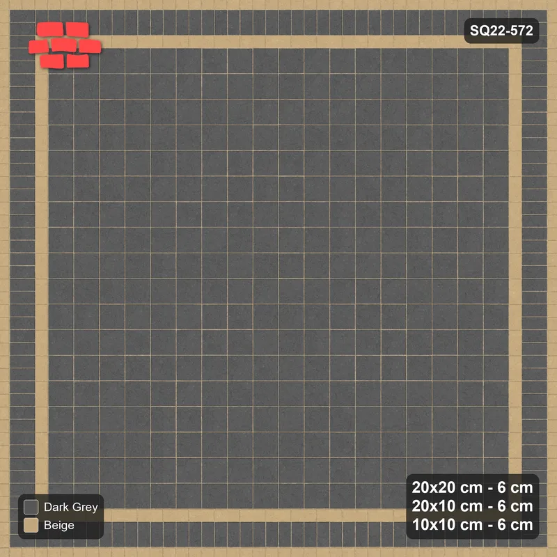 Interlock (Pasco) 20x20 cm · SQ22-572 · Rug, 18x18 Field, Stretcher + Soldier + Bead Borders, Plain · Top view
