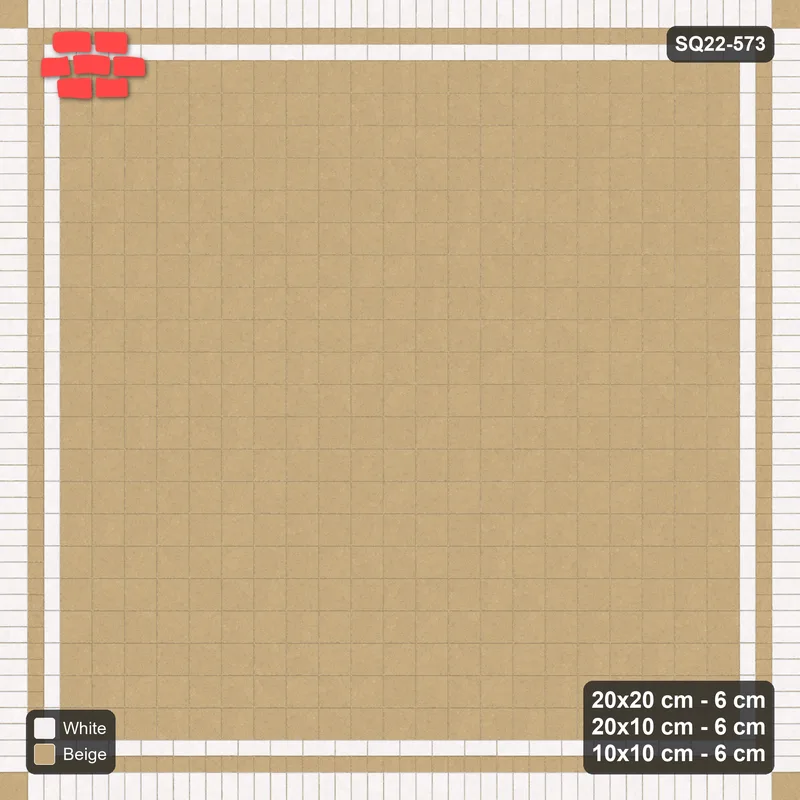 Interlock (Pasco) 20x20 cm · SQ22-573 · Rug 21x21, Stretcher + Bead + Soldier Borders, Inverse · Top view