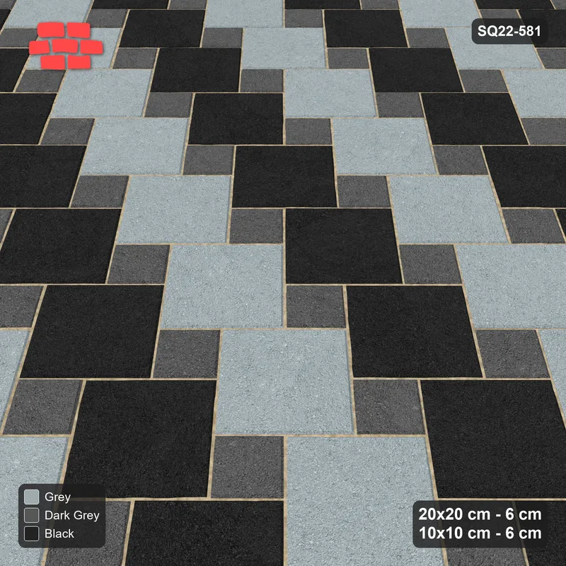 Interlock (Pasco) 20x20 cm · SQ22-581 · 45-Degree Offset Lattice in Kerb, Stripes · Side view