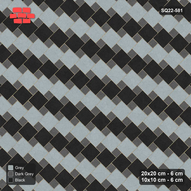 Interlock (Pasco) 20x20 cm · SQ22-581 · 45-Degree Offset Lattice in Kerb, Stripes · Top view