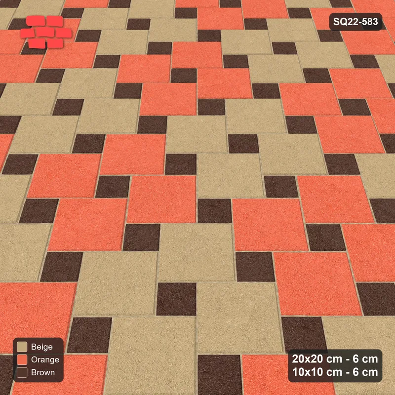 Interlock (Pasco) 20x20 cm · SQ22-583 · 45-Degree Offset Lattice in Kerb, Checker · Side view