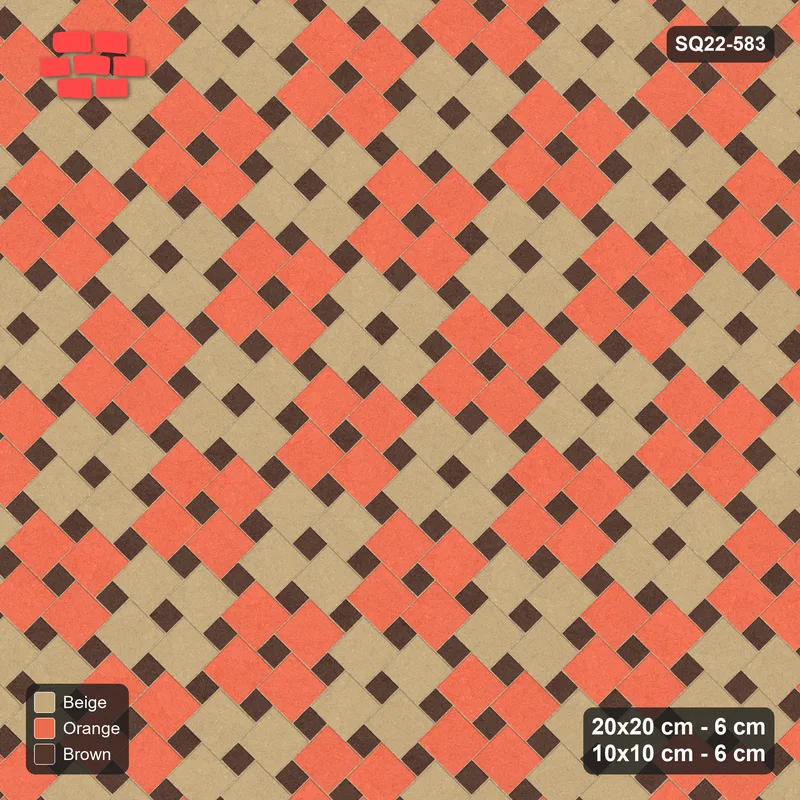 Interlock (Pasco) 20x20 cm · SQ22-583 · 45-Degree Offset Lattice in Kerb, Checker · Top view