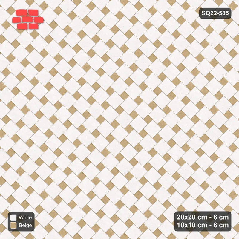 Interlock (Pasco) 20x20 cm · SQ22-585 · 45-Degree Offset Lattice in Kerb, Solid · Top view