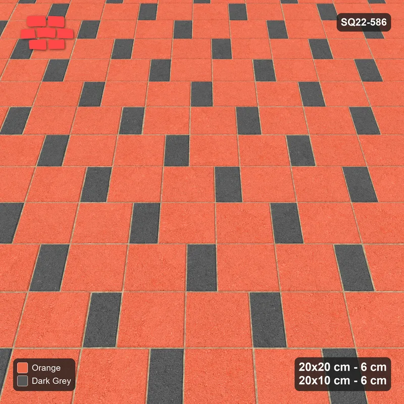 Interlock (Pasco) 20x20 cm · SQ22-586 · 45-Degree Square Pair Step in Kerb, Solid Squares, Mirrored · Side view