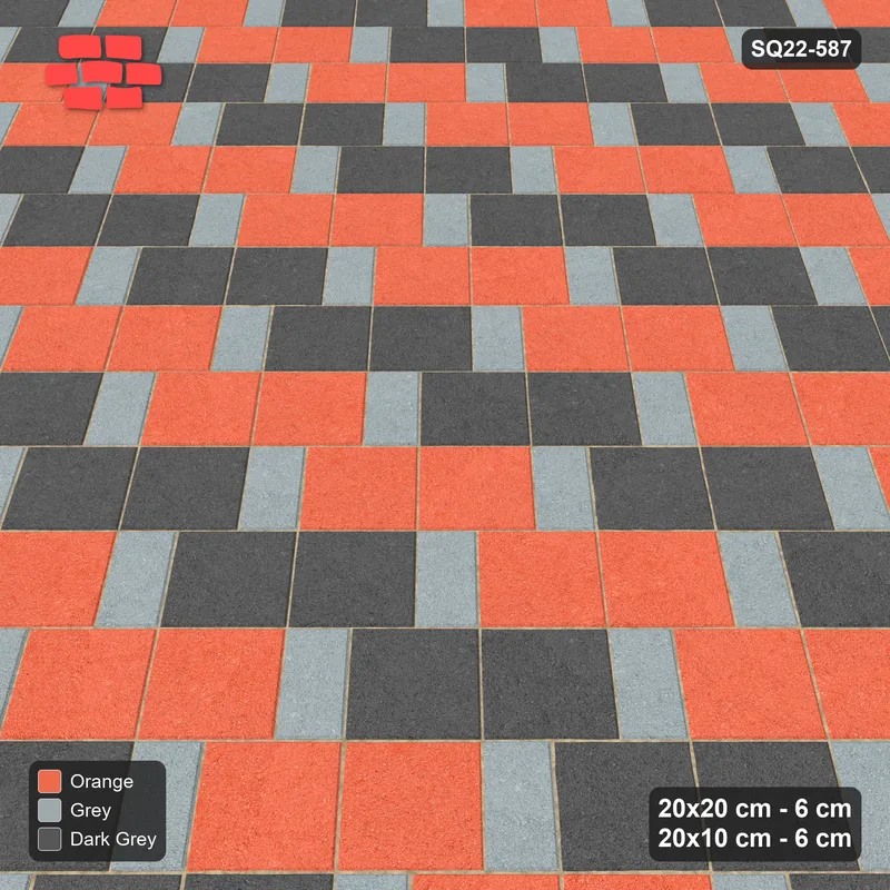 Interlock (Pasco) 20x20 cm · SQ22-587 · 45-Degree Square Pair Step in Kerb, Pair Checker · Side view