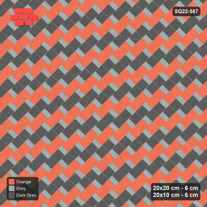 Interlock (Pasco) 20x20 cm · SQ22-587 · 45-Degree Square Pair Step in Kerb, Pair Checker · Top view