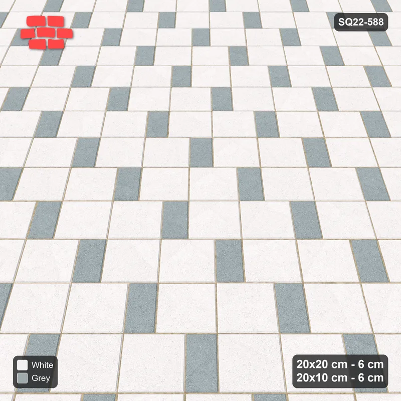 Interlock (Pasco) 20x20 cm · SQ22-588 · 45-Degree Square Pair Step in Kerb, Solid Squares · Side view