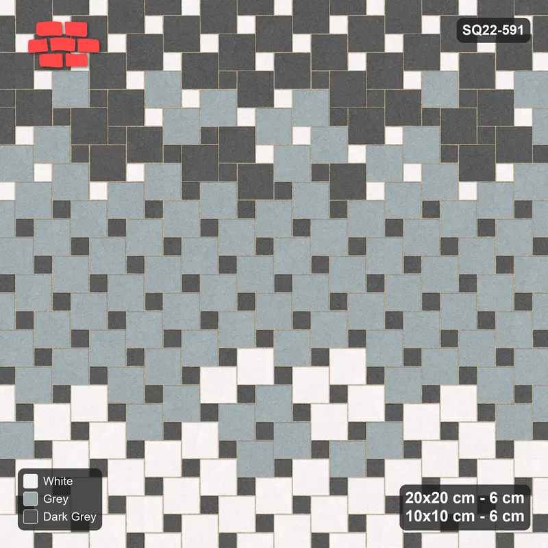 Interlock (Pasco) 20x20 cm · SQ22-591 · Ombre Offset Lattice, Vertical Course Gradient · Top view