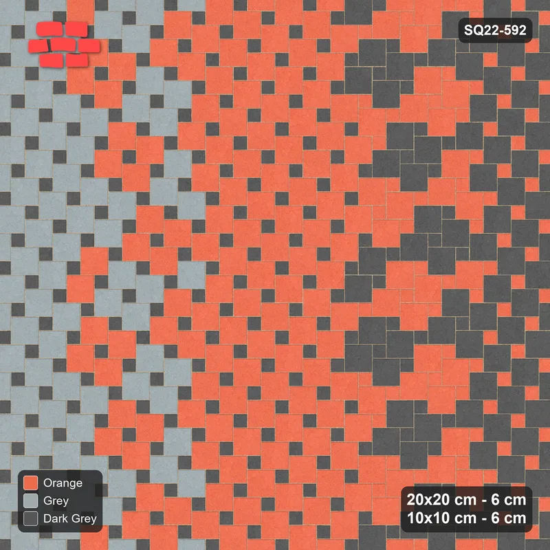Interlock (Pasco) 20x20 cm · SQ22-592 · Ombre Offset Lattice, Horizontal Course Gradient, Mirrored · Top view
