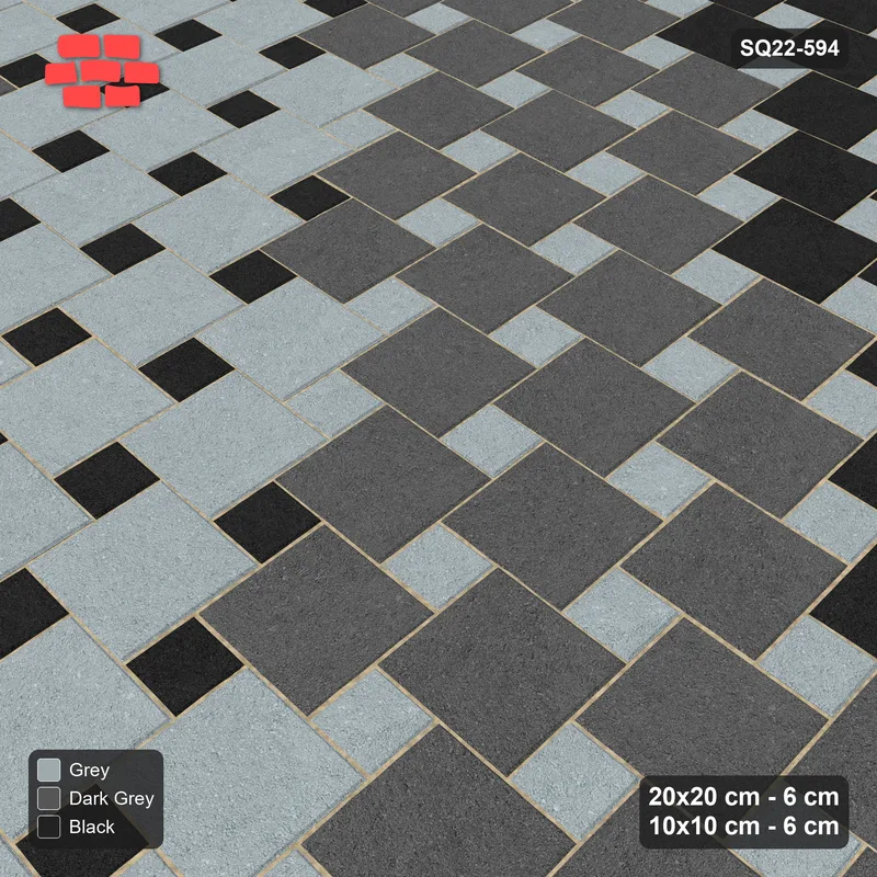 Interlock (Pasco) 20x20 cm · SQ22-594 · Diagonal Bands Offset Lattice, Diagonal 3-Colour Bands · Side view