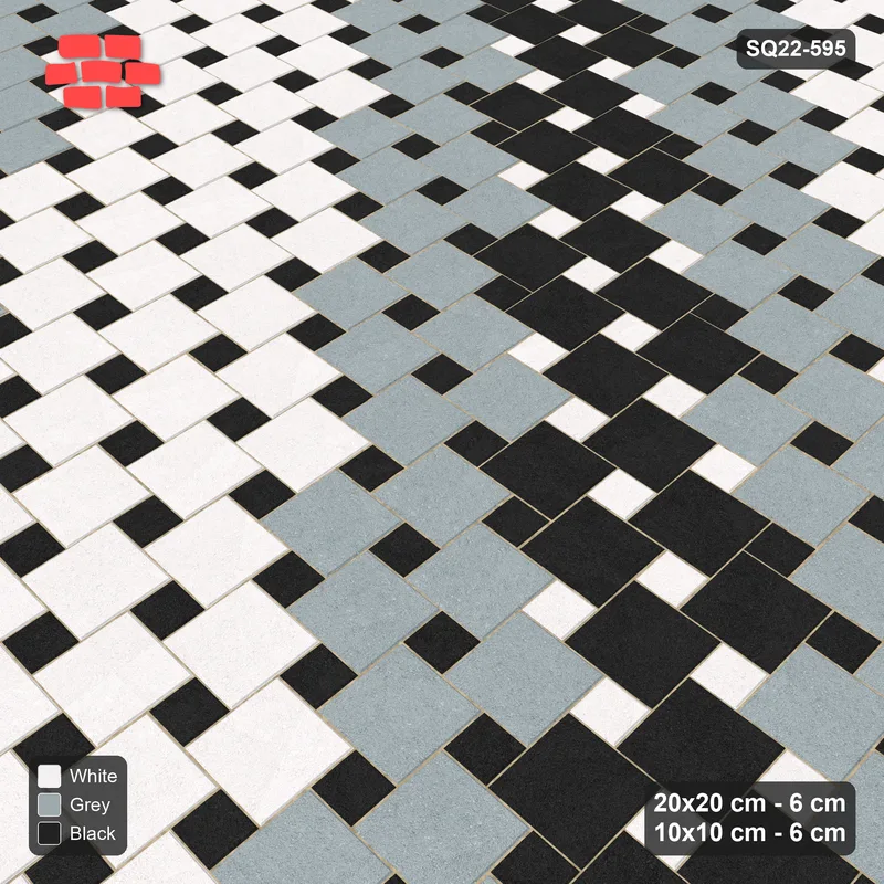 Interlock (Pasco) 20x20 cm · SQ22-595 · Diagonal Bands Offset Lattice · Side view